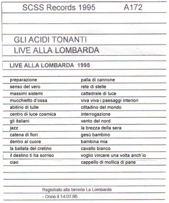 a172 gli acidi tonanti: live alla lombarda 1995 a172 gli acidi tonanti: live alla lombarda 1995